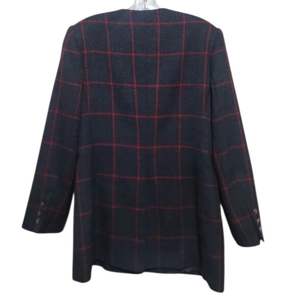 John Meyer Of Norwich Vintage Woolblend Gray and Red Coat Size 10 - Picture 6 of 9